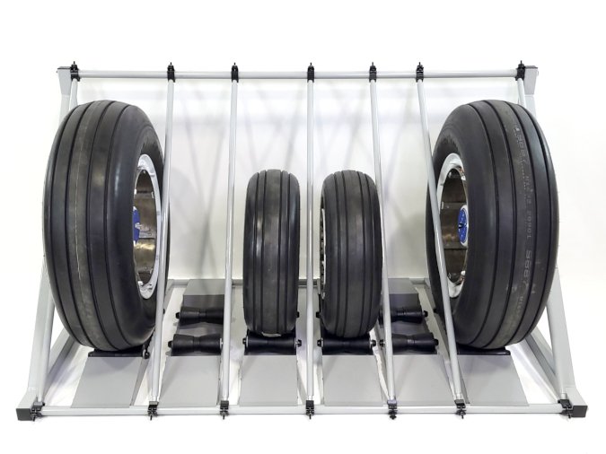 Aircraft Tire and Wheel Storage Rack with Main and Nose tires