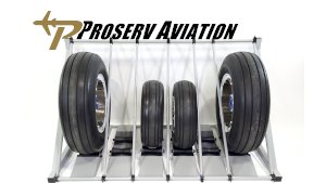 Goodyear Flight Eagle Aircraft Tires in Adjustable GSEtirerack Storage